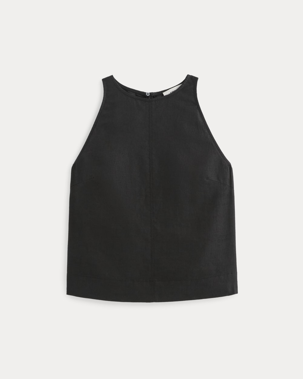 The Linen High-Neck Tank in Black — alternate view