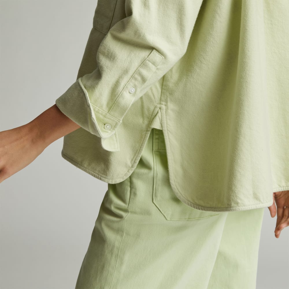 The Boxy Flannel in Seafoam Green — detail view
