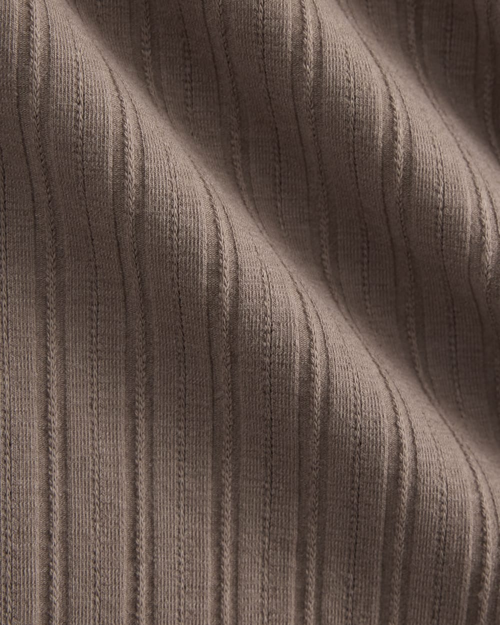 Scoop-Neck Midi Dress in Pointelle Knit in Heathered Chocolate Chip — detail view