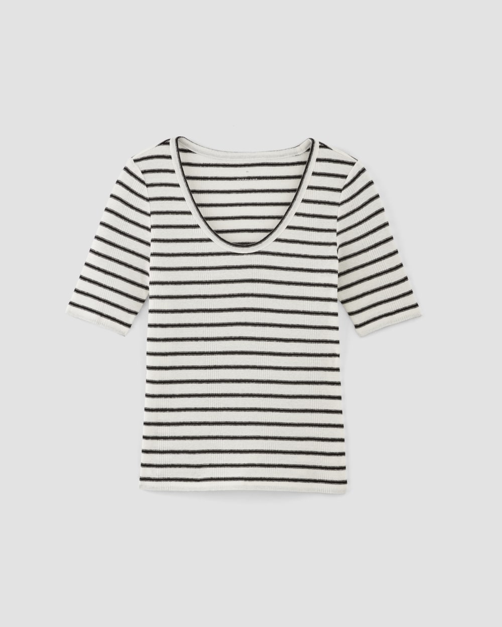 The Vintage Rib Scoop-Neck Top in Bone / Black — alternate view