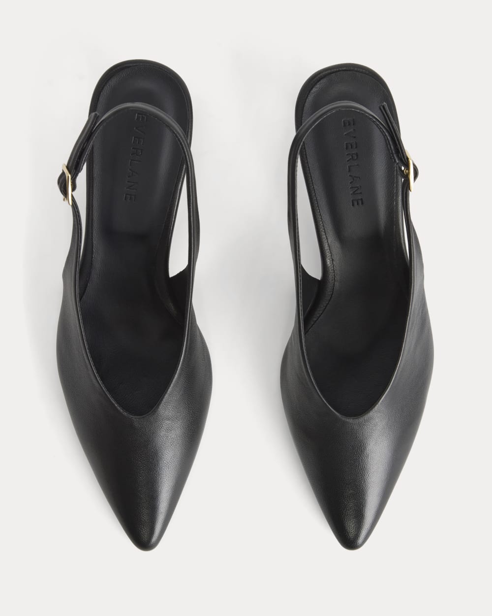 Pointed-Toe Slingback Heel in Black Leather — alternate view