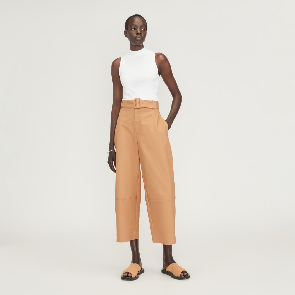 The Ribbed Mockneck Tank in White — detail view