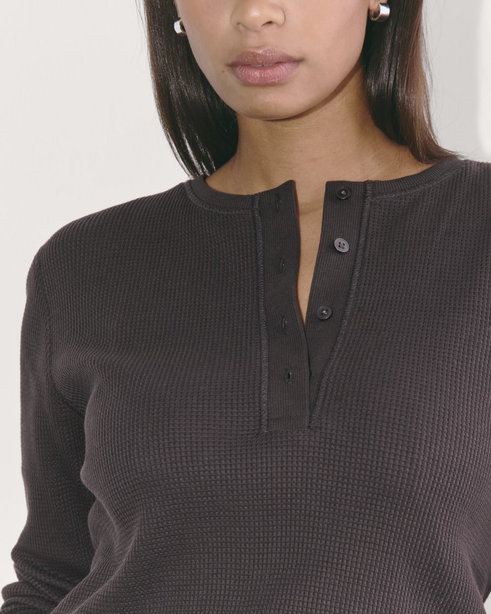 The Waffle Henley in Black — alternate view