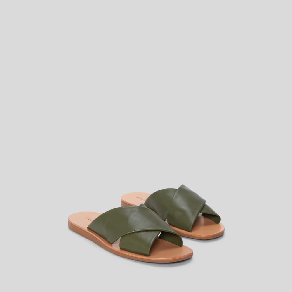 The Day Crossover Sandal in Olive — front view