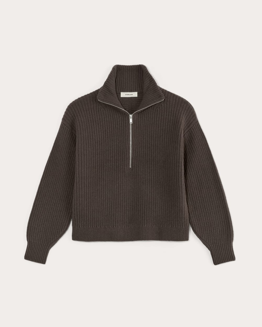 The Half-Zip Sweater in Luxe Merino in Earth Brown — alternate view