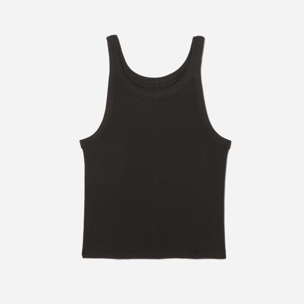 The Pima Micro-Rib Short Tank in Black — alternate view