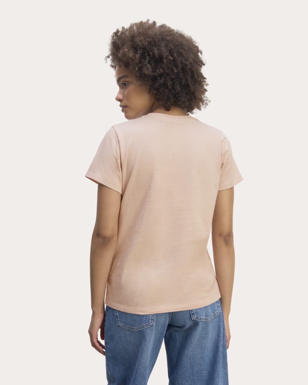 The Slim Crew in Essential Cotton in Rose Smoke — detail view