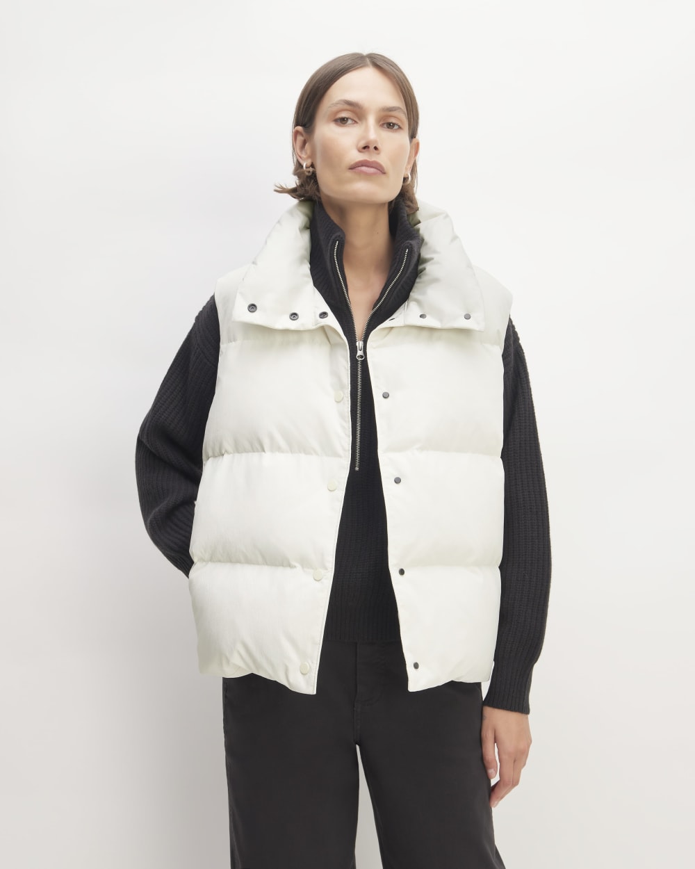 The Puffer Vest in Bone — front view