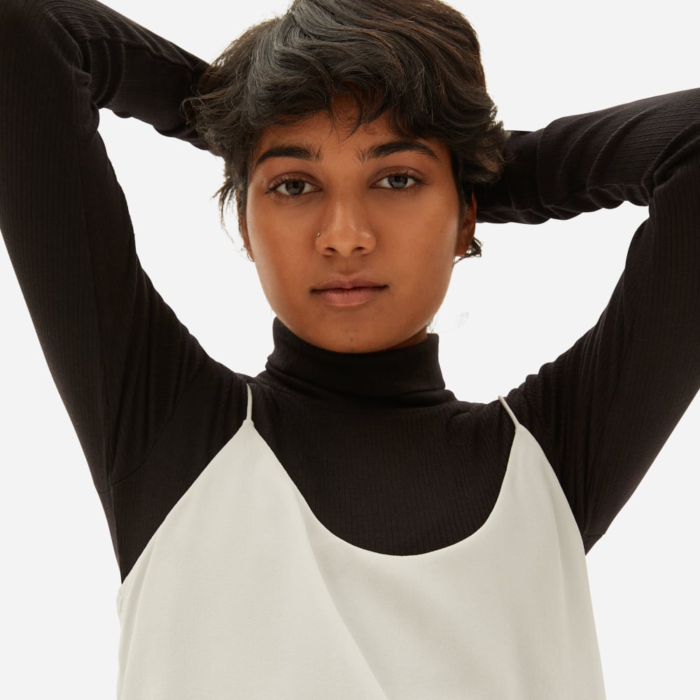 The Washable Clean Silk Cami in Grey White — detail view