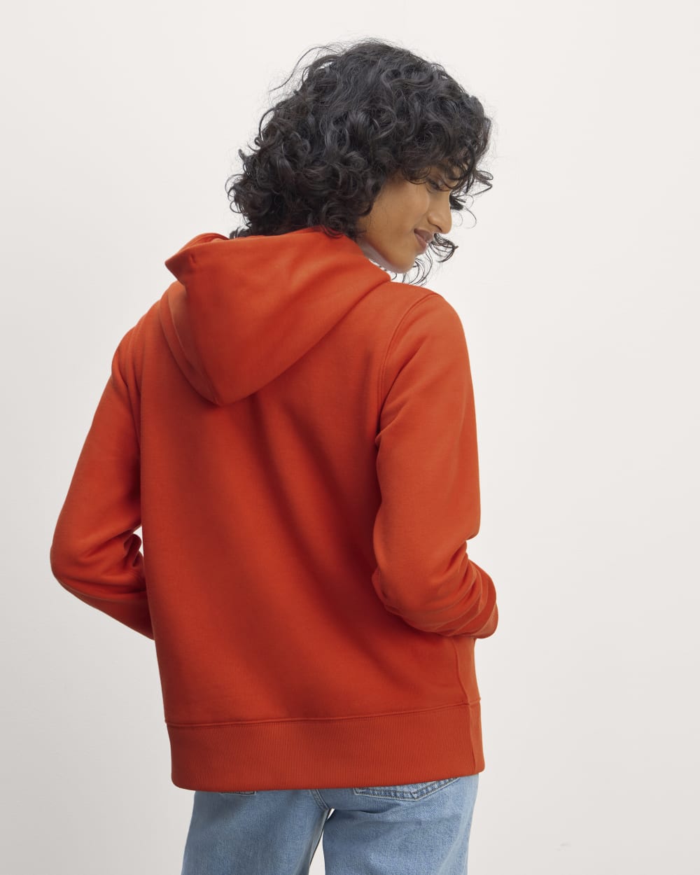 The Off-Duty Terry Hoodie in Poppy Red — detail view