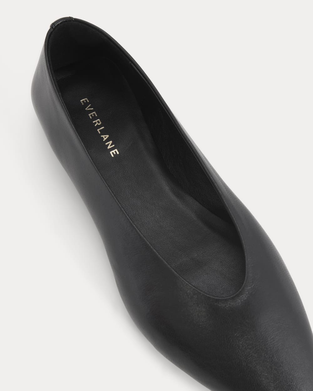 Made in Italy Almond-Toe Flat in Black Leather — alternate view