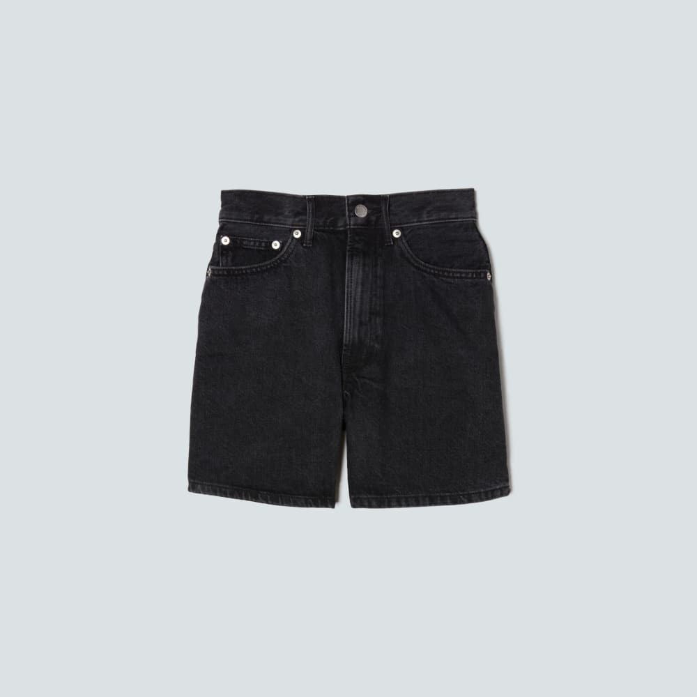 The A-Line Denim Short in Storm Black — alternate view