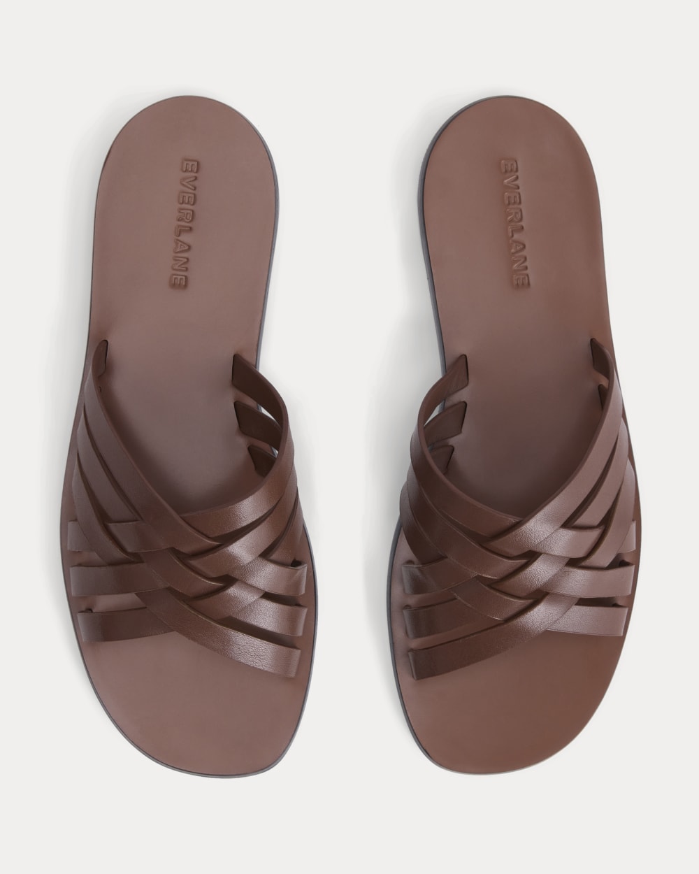 Leather Triple Crisscross Sandal in Rum — detail view