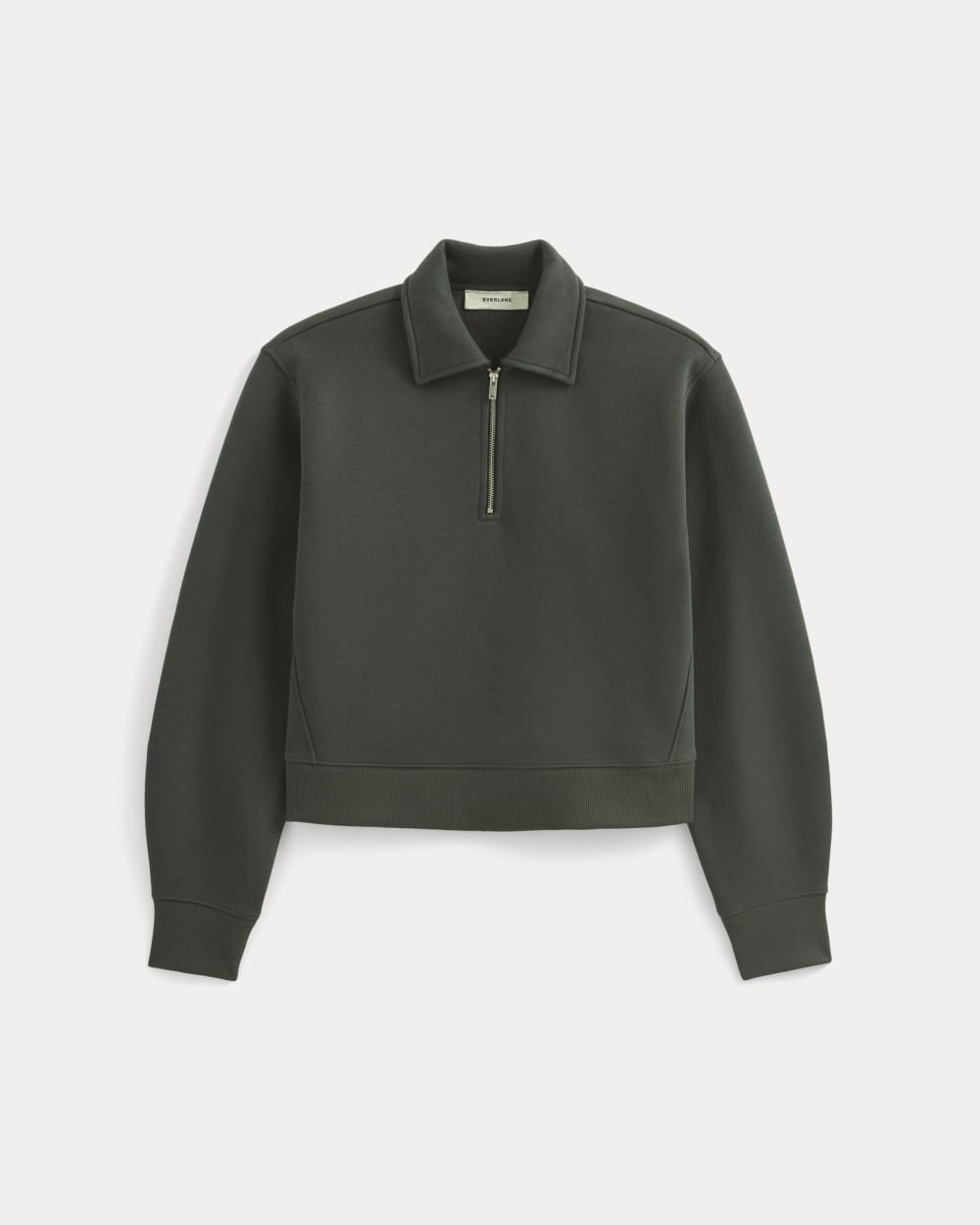 Luxe Fleece Zip Polo in Washed Black — alternate view