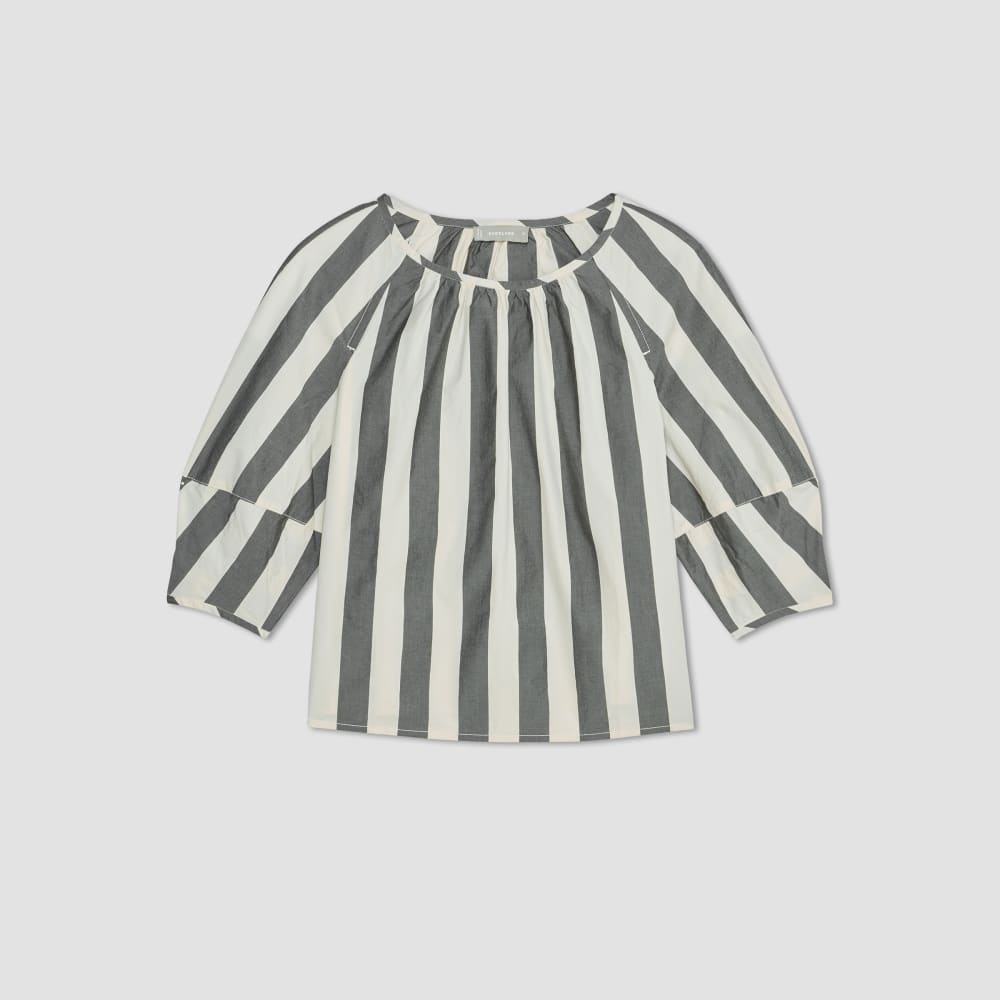 The Poplin Scoop-Neck Top in Bone / Black — alternate view