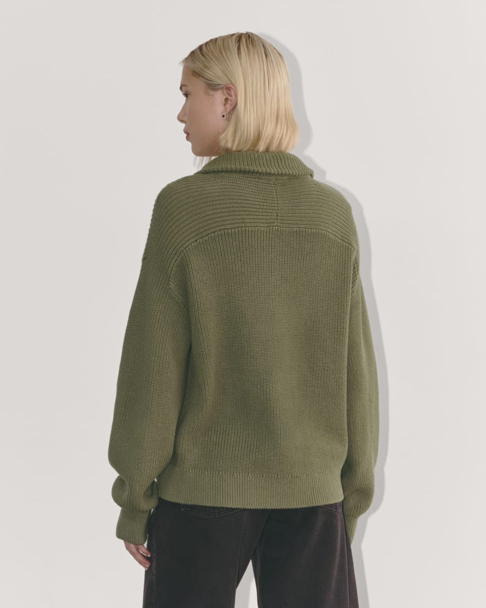 The Half-Zip in Everyday Cotton in Kalamata — detail view