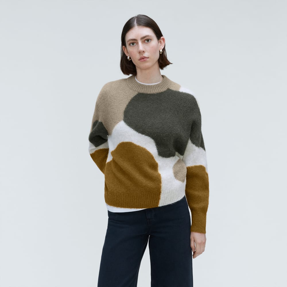 The Cocoon Crew in Alpaca in Neutral Camo — front view