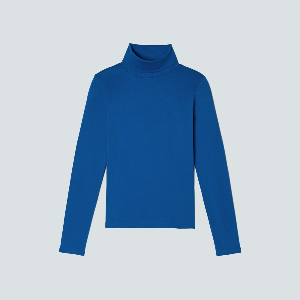 The Organic Cotton Turtleneck in Lapis Blue — alternate view