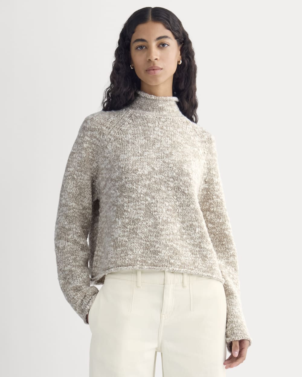 Rollneck Sweater in Bone/Trench Coat Twist — front view