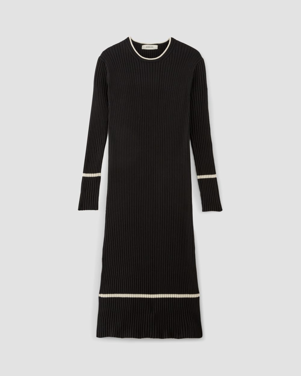 The Cotton Wide Rib Midi Dress in Black — alternate view