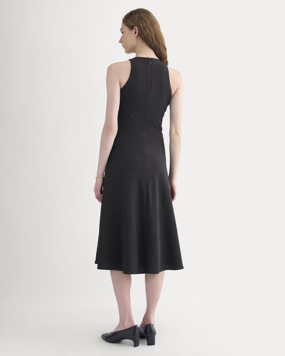 Sleeveless Seamed Dress in Black — detail view