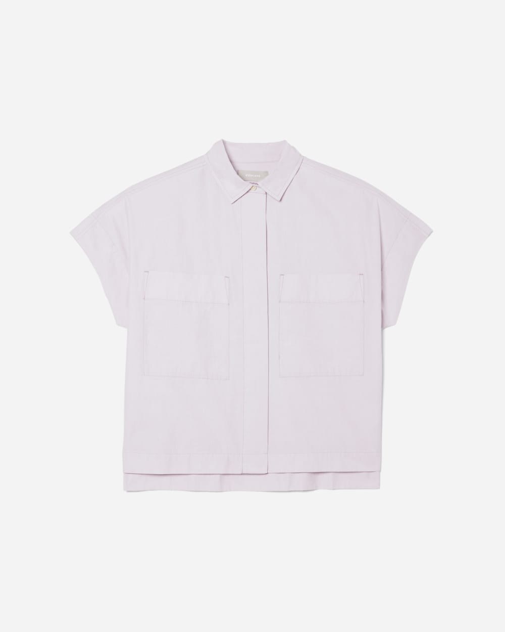 The Short-Sleeve Box Shirt in Dusty Lavender — detail view