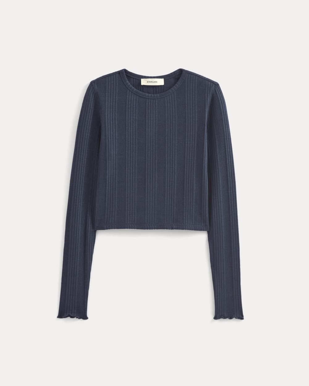 Lounge Rib Cropped Shirt in Navy — alternate view