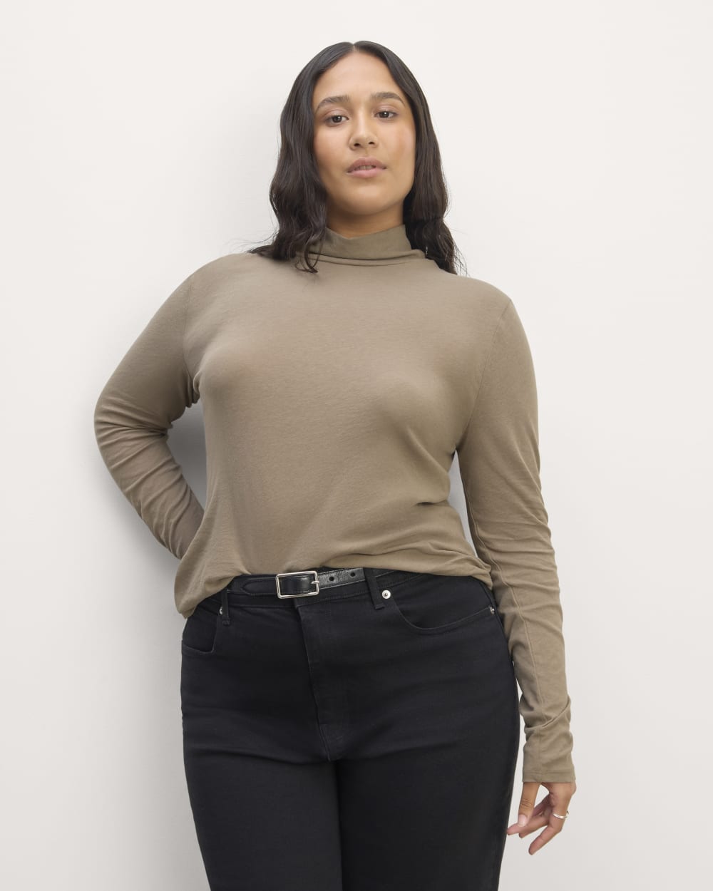 The Air Turtleneck in Clay — front view