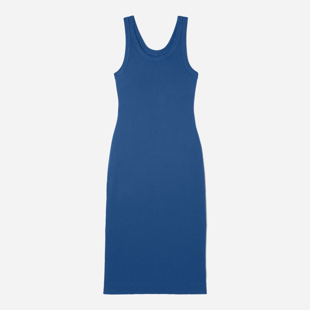 The ’90s Rib Dress in Deep Blue — front view