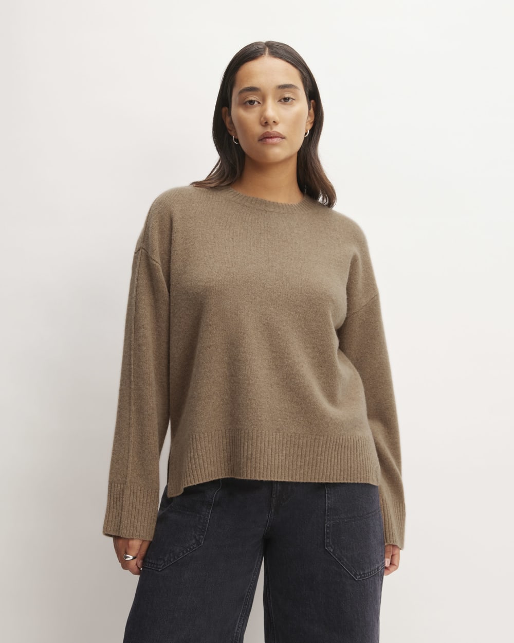 The Good Merino Wool Crewneck Sweater in Praline — front view