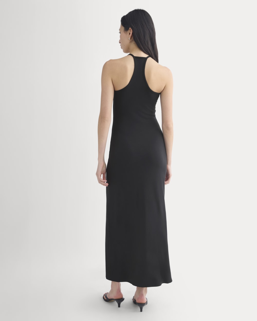 Racerback Maxi Knit Dress in Black — detail view