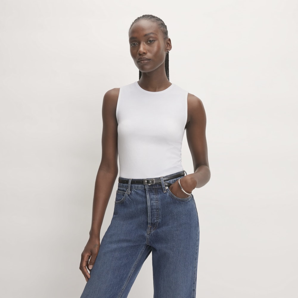 The Supima® Form Tank in White — front view