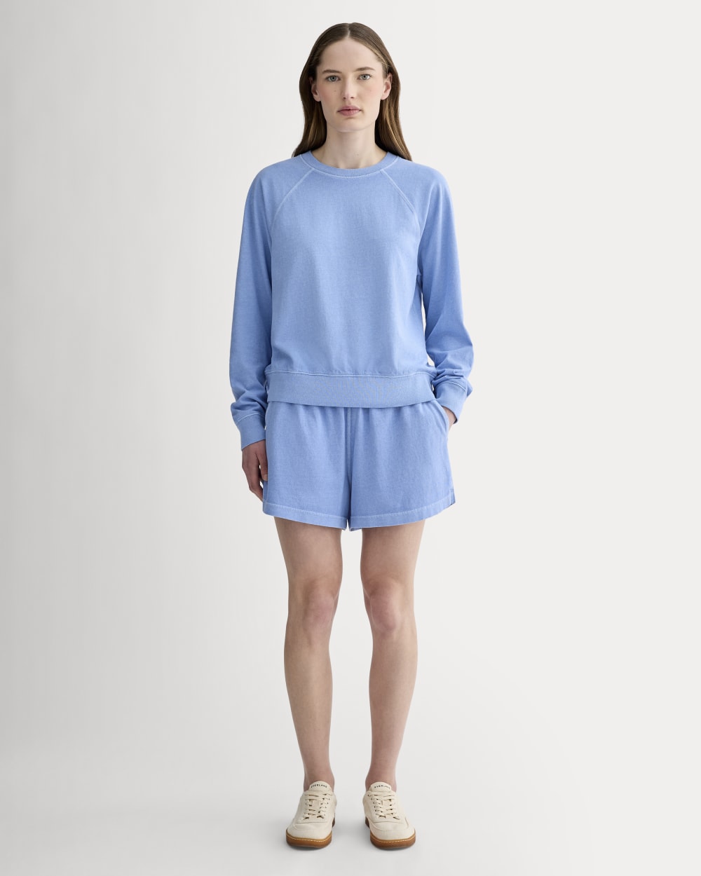 The Off-Duty Long-Sleeve Tee in Granada Sky Blue Garment Dye — detail view