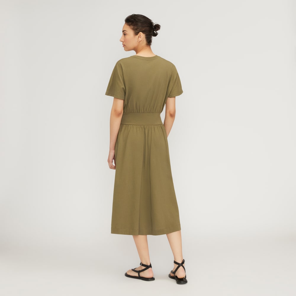 The Organic Cotton Waisted Dress in Kalamata — detail view