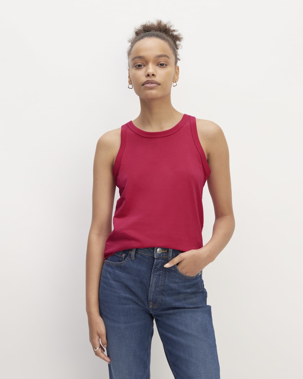 The Tank in Essential Cotton in Red Currant — front view