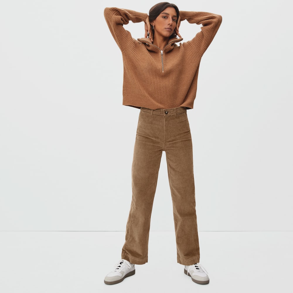 The Corduroy Wide-Leg Pant in Toasted Coconut — front view