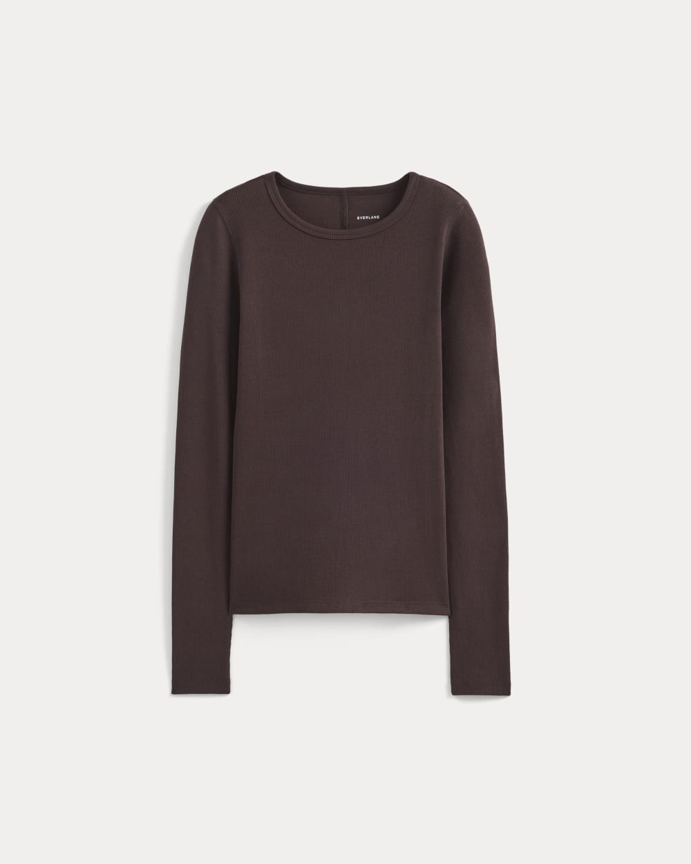 The Luxe Rib Long-Sleeve Crew in Coffee Bean — alternate view