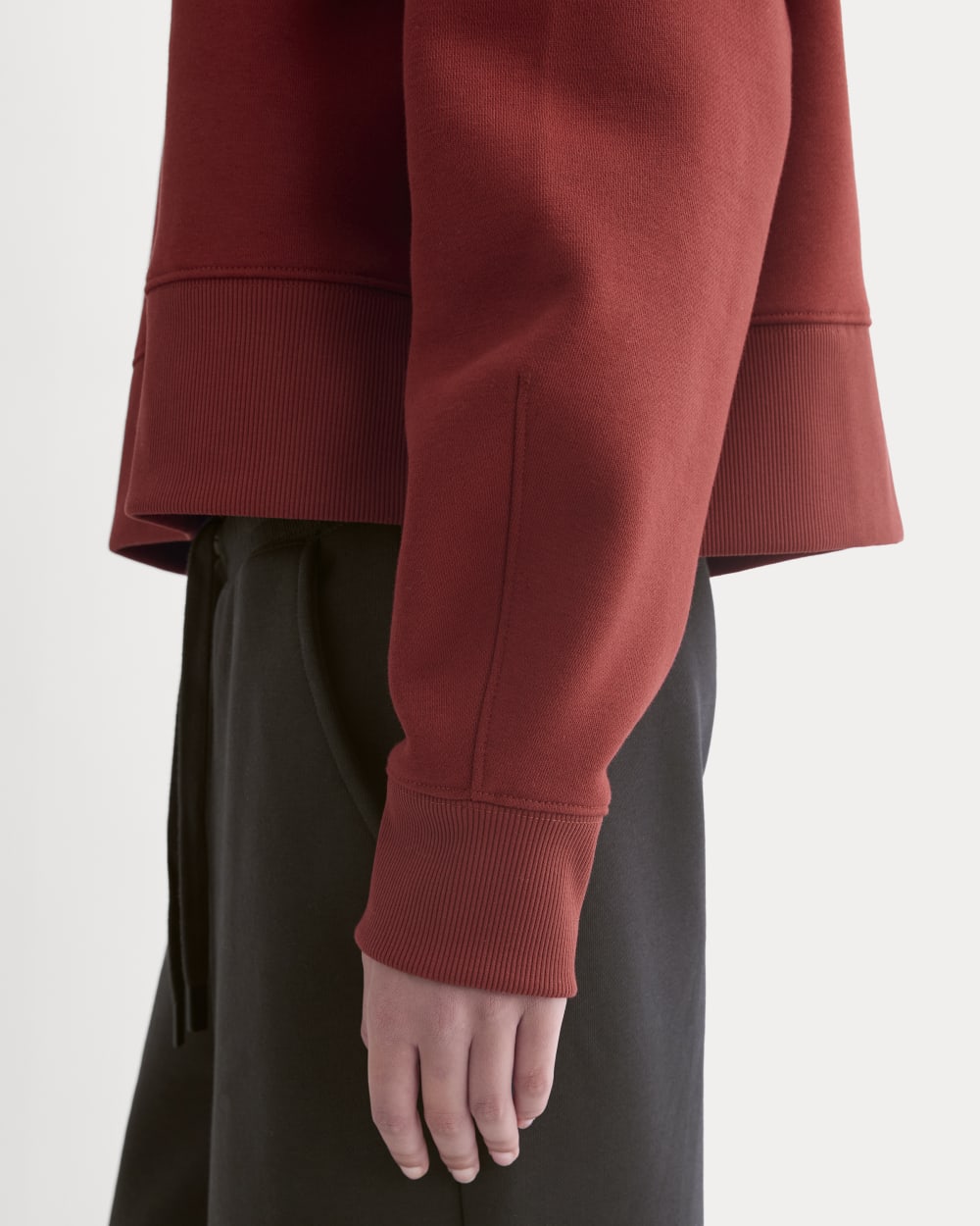 Luxe Fleece Sweatshirt in Merlot — detail view