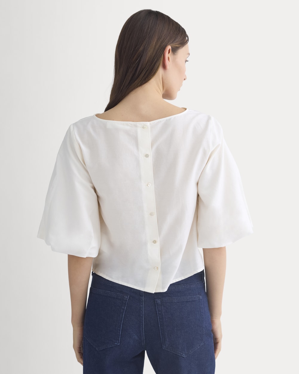 Bubble-Sleeve Top in Bone — detail view