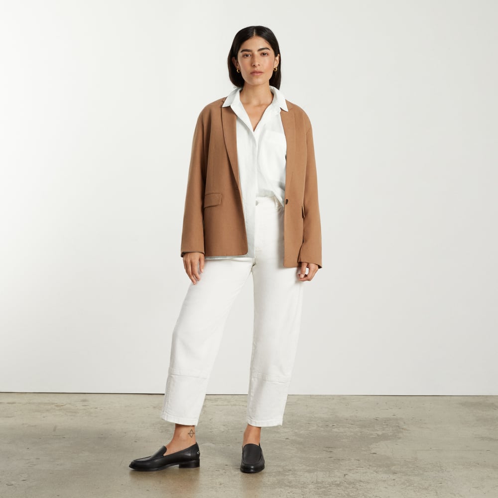 The Oversized Silky Cotton Shirt in White — detail view