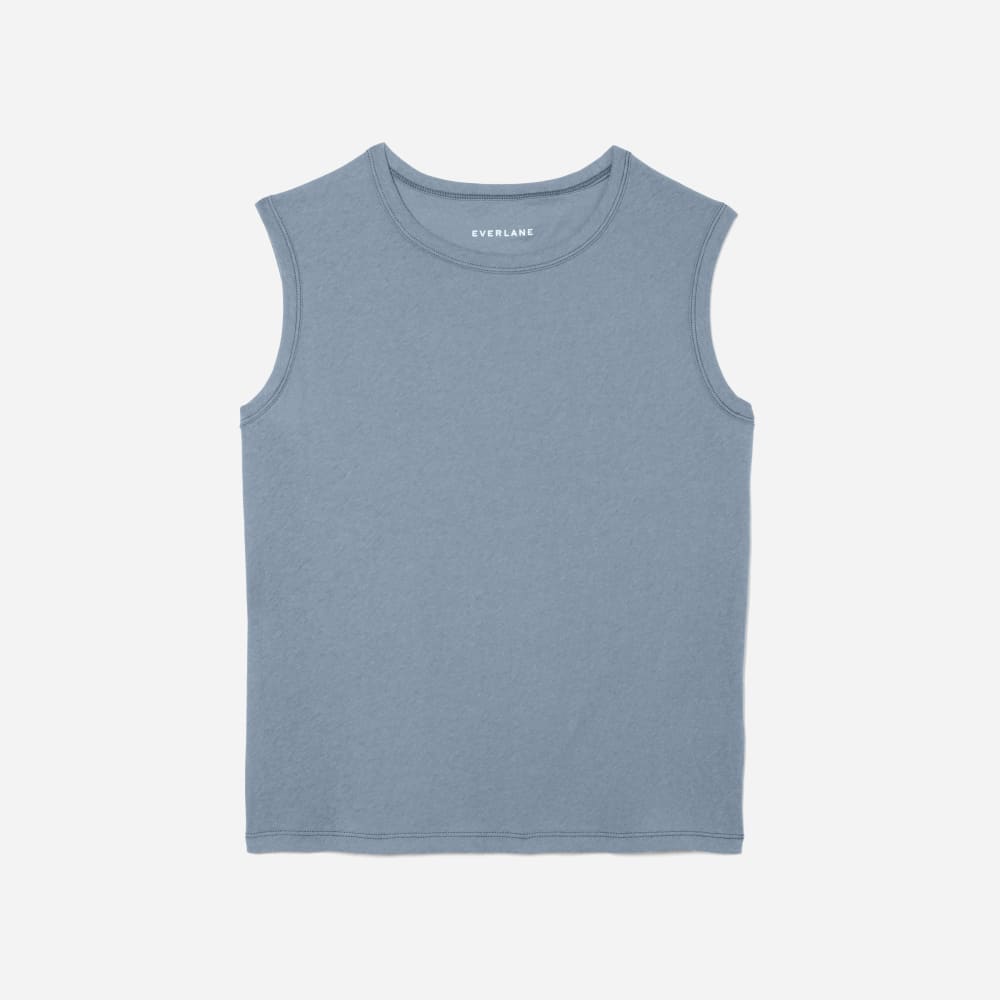 The Air Muscle Tank in Dusty Blue — front view