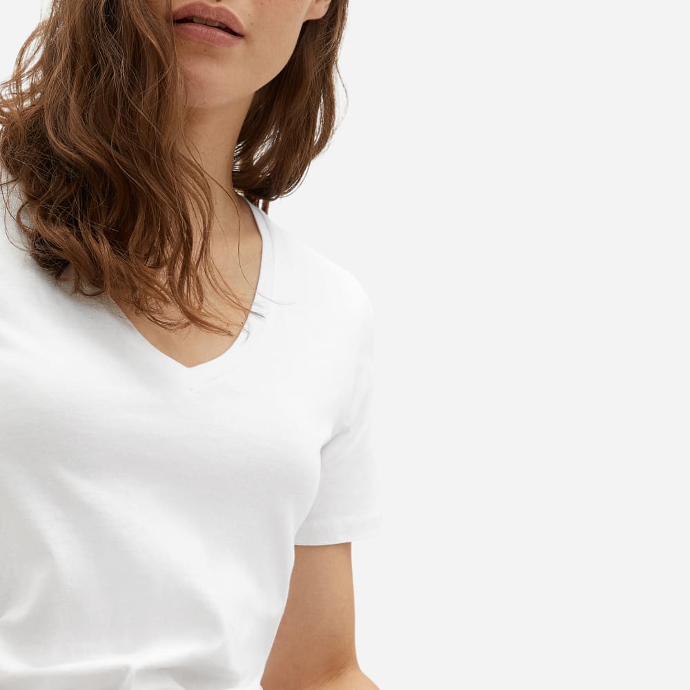The Organic Cotton V-Neck in White — alternate view