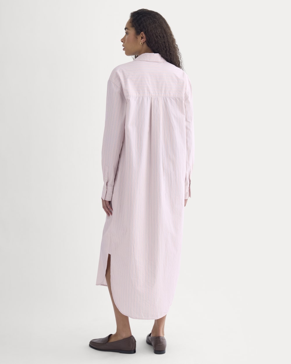 Midi Shirtdress in Ultrasoft Cotton in Burnished Lilac/Gardenia — detail view