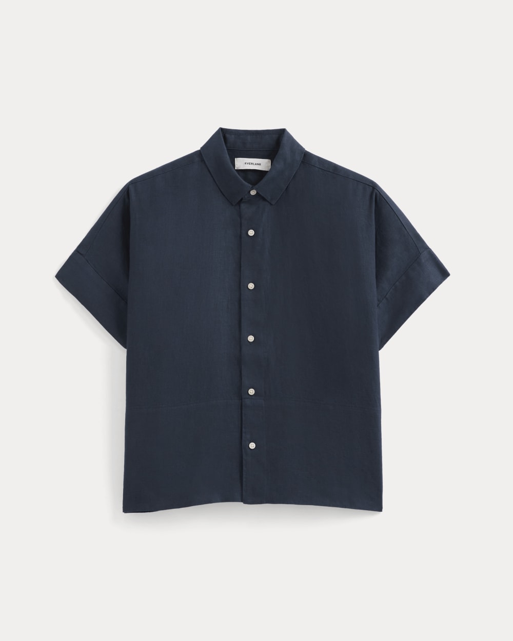 The Boxy Shirt in Linen in Navy — alternate view