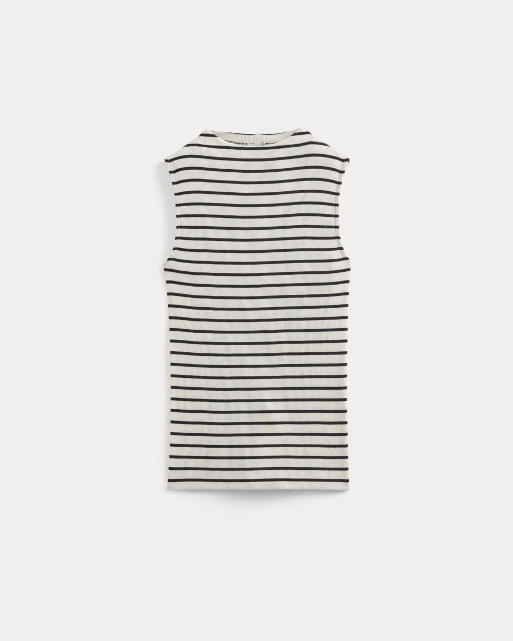 The Luxe Rib Funnel-Neck Tank in Bone / Black — alternate view