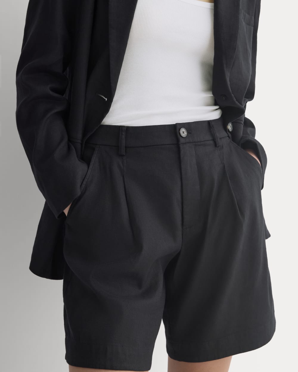 Tailored A-Line Short in Black — detail view