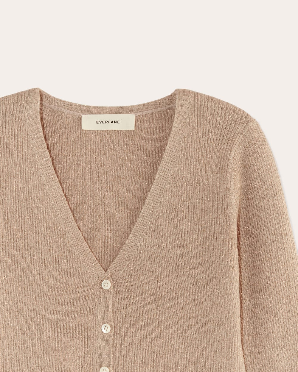 The Cardigan in Lurex Merino in Gold — detail view