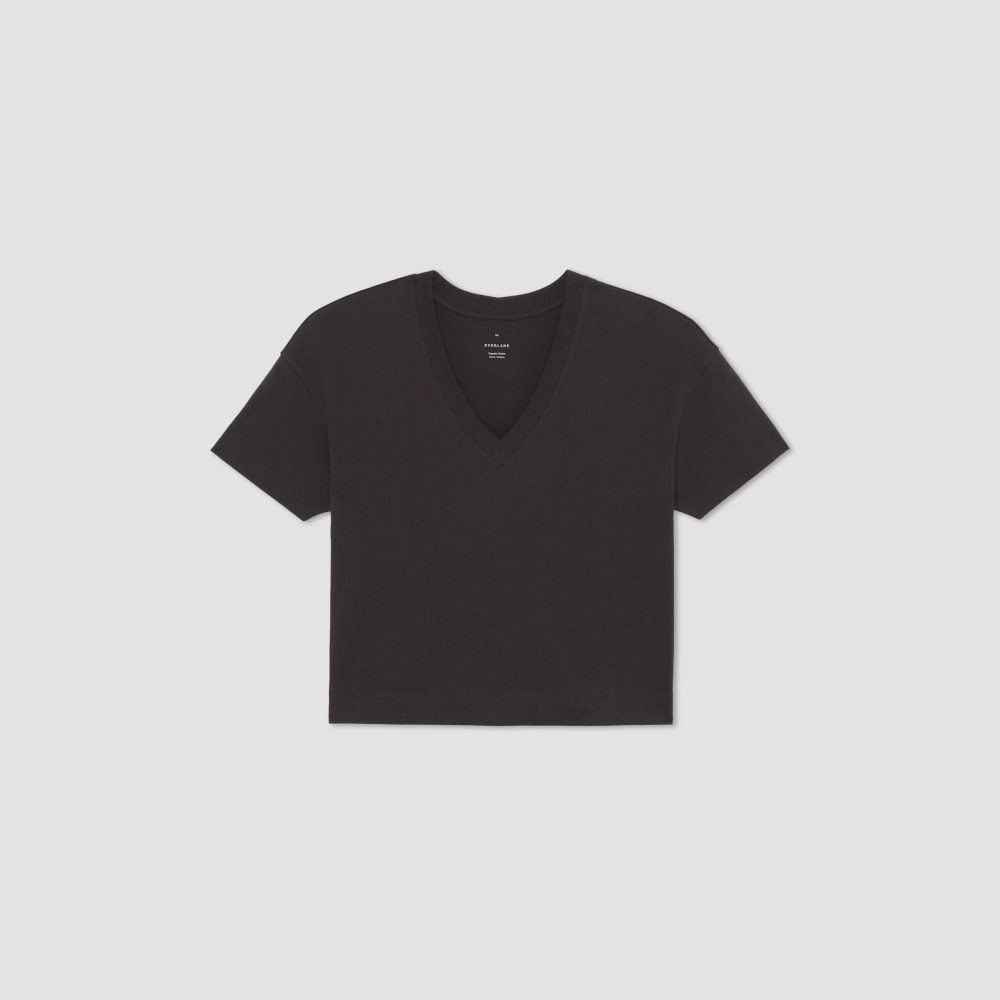 The Organic Cotton Slouchy V-Neck in Vintage Black — alternate view