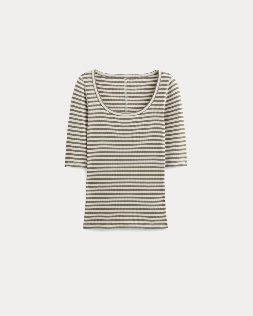 The Luxe Rib Scoop-Neck Tee in Bone / Deep Taupe — alternate view