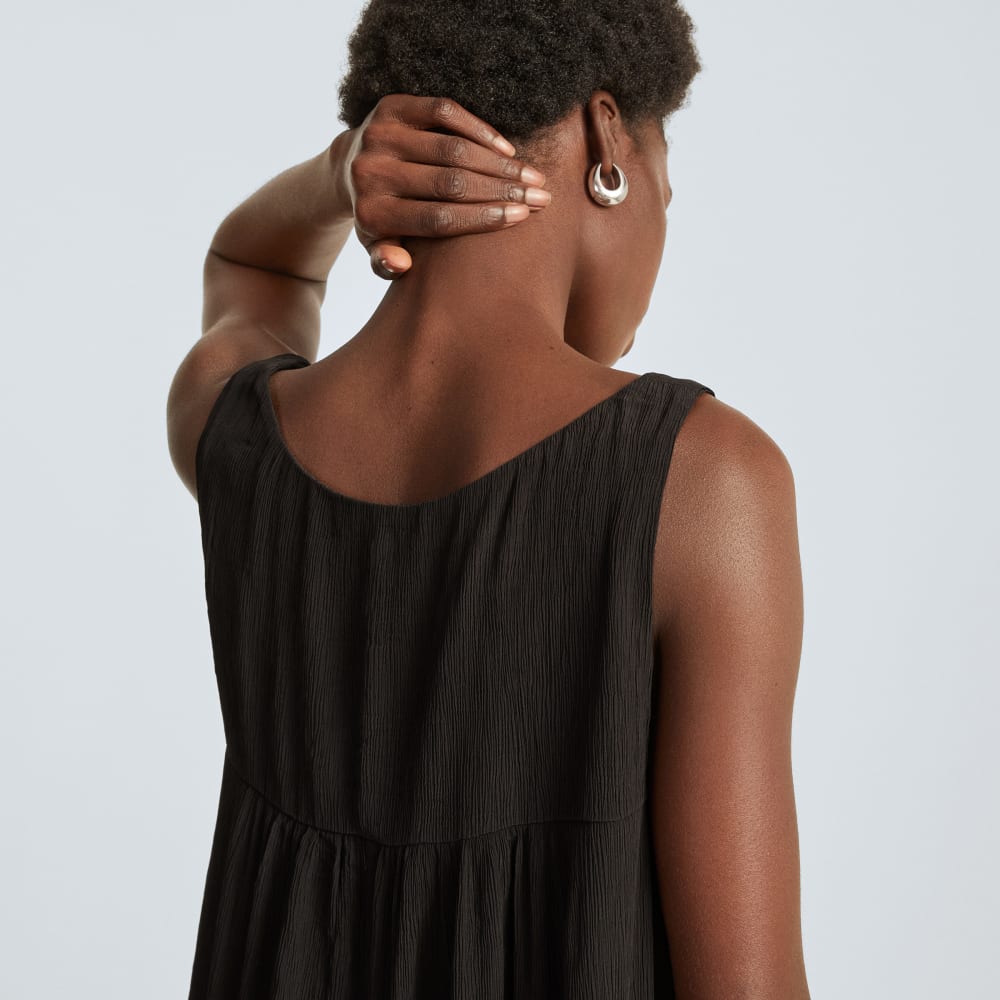 The Naia™ Ripple Tank Dress in Black — detail view